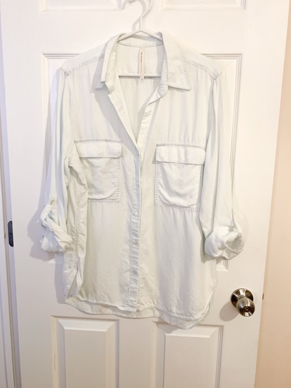The Group Babaton Lightweight White Button-Front Utility Shirt - size L